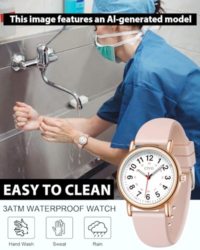 Image of CIVO Nurse Watches for Women Men: Analog Waterproof Watch with Easy Read Dial Second Hand - Gifts for Nurses Medical Student Doctors