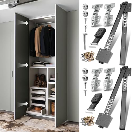 Pocket Door Slide, Cabinet Pocket Door Slide, Pivot Door Slide Hardware Inset,Cabinet Pocket Door Hardware Kit Fit for Inset Door, Cabinet Door (22 Inch, Piece, 4)