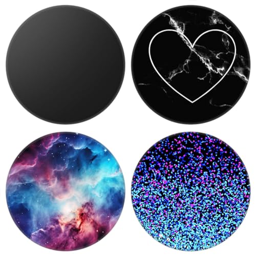 Image of 4 Pack Cell Phone Stand，Collapsible Cellphone Finger Grip Holder for Phones - Blue Galaxy Black Marble Heart