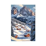 Dolomiten Winter-Leinwand-Poster, Schlafzimmer, Dekoration, 