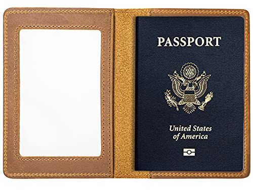 Agbiadd Passport Wallets And Vaccine Card Holder Combo,Rfid Blocking Genuine Leather Passport Holder Cover Case With Cdc Vaccination Card Slot, Leather Travel Documents Organizer Protector For Women Men (Brown) #TOP5