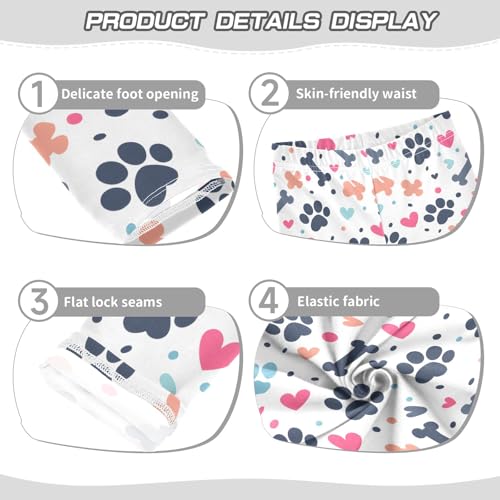 Paw Bone and Hearts 1 Girls Leggings Athletic Pants Tights Stretch Bottom3