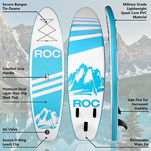 Image of Roc Inflatable Stand Up Paddle Board 10' 6 inch with Premium SUP Paddle Board Accessories, Wide Stable Design, Non-Slip Comfort Deck for Youth & Adults