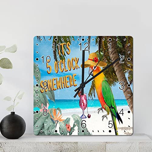 Horloge murale perroquet rustique colorée de 30,5 cm de diamètre