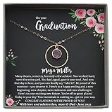 Personalized Graduation Gifts for Women, Necklace with Meaningful Message (Personalized Birthstone N