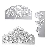 3 Pieces Rose Cutting Die Flower Shape Embossing Dies Carbon Steel Die Cuts Stencils for Scrapbooking Card Making Supplies