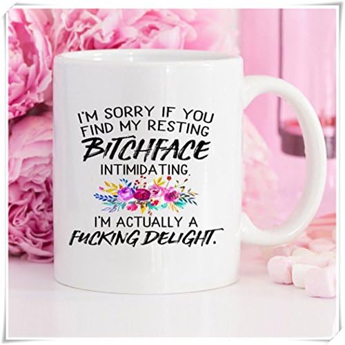 OttoRiven101 - Resting Bitch Face, Funny Coffee Mug, Co-Worker Gift, Best Friend Mug, Sarcastic Coffee Mug, White Elephant Gift, Farewell Gift, 11oz Ceramic Coffee Mug/Tea Cup, High Gloss