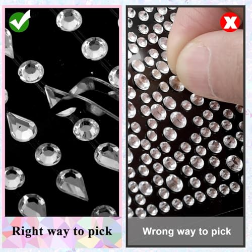 Image of MAYCREATE 4 Sheet Face Gems Rhinestones Pearl Stickers Kit for Makeup with Tweezer, Self-Adhesive Glitter Color Festival Face Jewels Hair Gems Sticker for Crafts, Nail Art, Clothes Making
