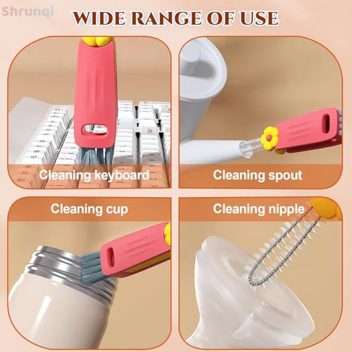 Image of 3 in 1 Bottle Cleaning Brush Set, Multifunction Silicone Cup Lid Gap Cleaner, Home Kitchen Crevice Cleaning Tools, Cute Colorful Rabbit,3 Pcs