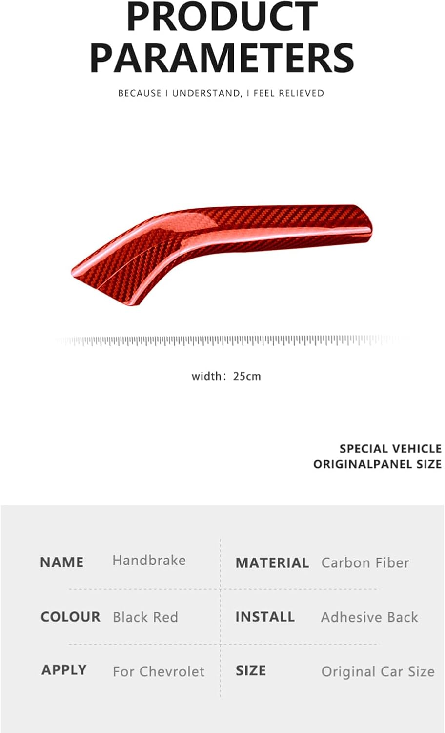 Real Carbon Fiber Car Handbrake Cover Parking Hand Brake Interior Trim Compatible with Chevrolet Camaro Old Model 2010-2015 (Red)