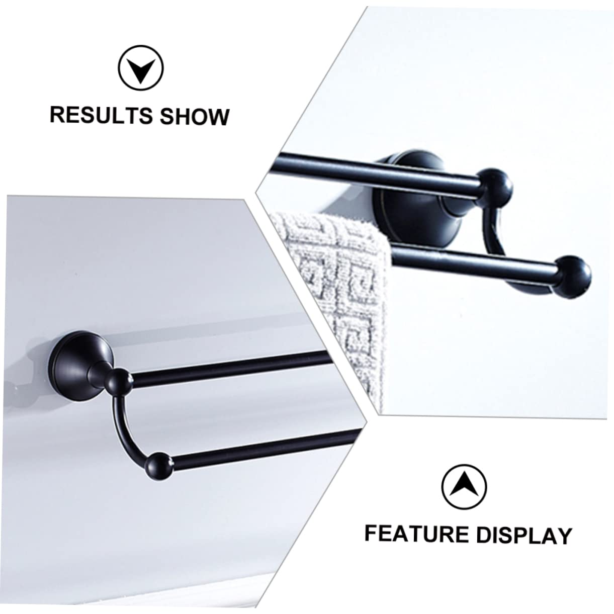 Alipis Wall Mounted Holder Toallero de Doble Varilla para Baño, Latón Negro, Alta Estabilidad y Superficie Lisa, Accesorio para Toallas