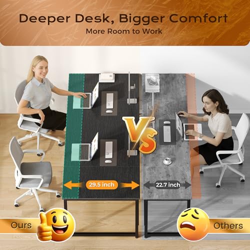 Image of PRAISUN 78.7 X 29.5 Inch Computer Desk with Deeper Desktop, Long Gaming Office Writing Work Desk for Home Office, Study, Bedroom, Work from Home, Metal Frame, Black