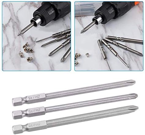 10pcs 1/4 Inch Hex Shank Long Magnetic BST Screwdriver Bits Set 100mm Power Tools (Slotted+Cross+Hex Head)