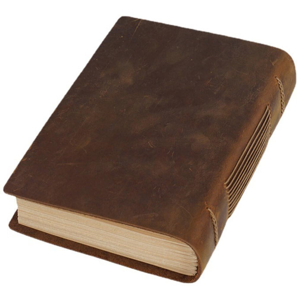 Vintage Lederjournalbuch Braun aus Rindsleder, Notizbuch für Schüler