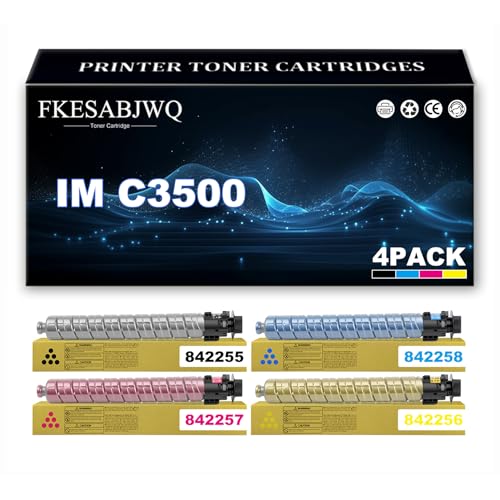 FKESABJWQ Cartuchos Tóner Compatibles para Ricoh Aficio IM C3500 C3000 Impresoras, Alto Rendimiento 842255 842258 842256 842257 Cartucho Tóner Repuesto,4 Colors-1 Pack