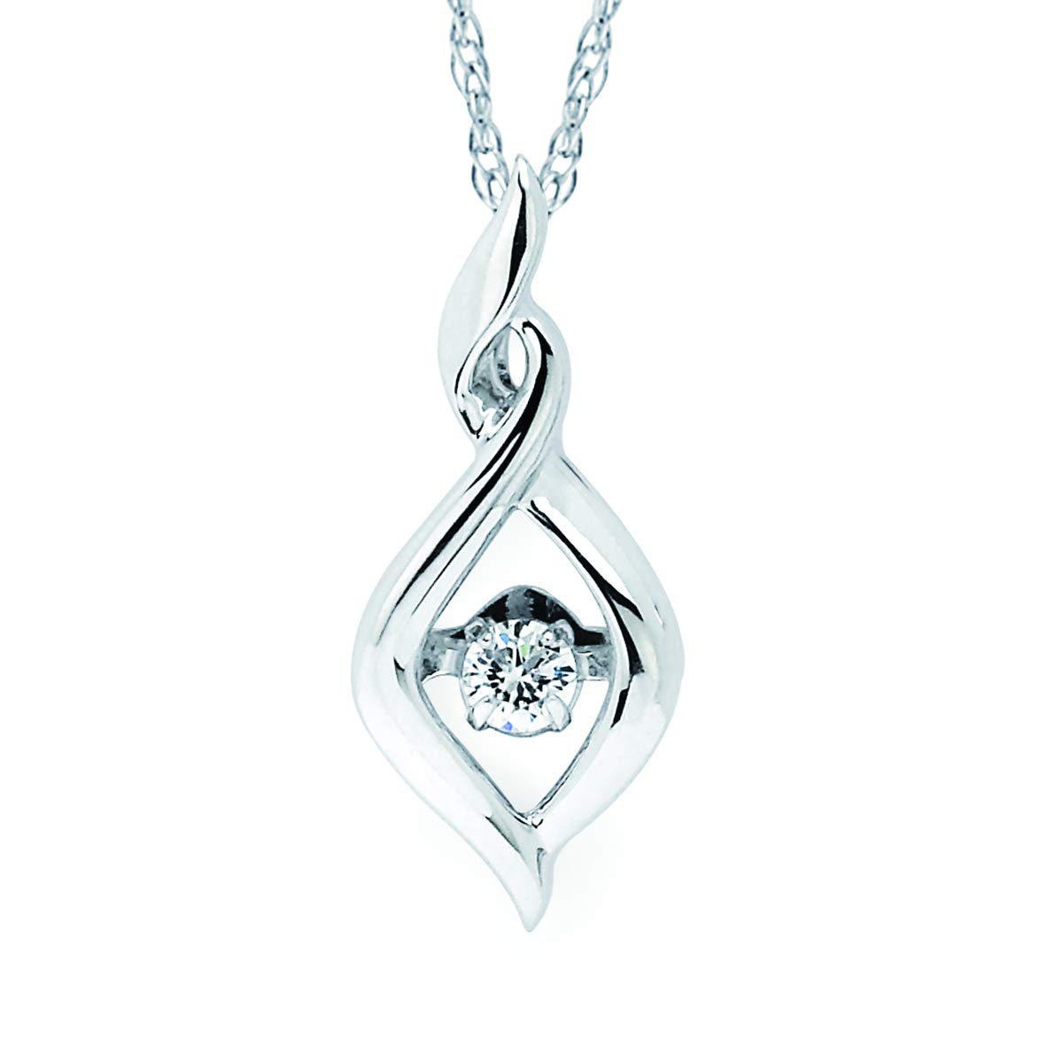Brilliance in Motion .925 Sterling Silver Infinity Genuine Diamond Pendant with 18" Rope Chain (H-I Color, I1-I2 Clarity) - Choice of 14K Gold or White Rhodium Plating