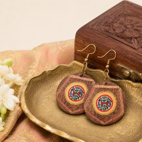 Image of Handcrafted Artistic & Tribal Earrings Collection for Women - Bohemian, Floral, Wooden & Ethnic Statement and Stud Designs