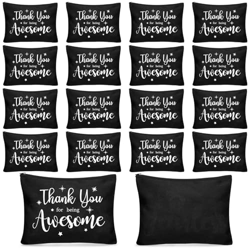 Kajaia 24 Pcs Inspirational Canvas Cosmetic Bags Bulk with Zipper