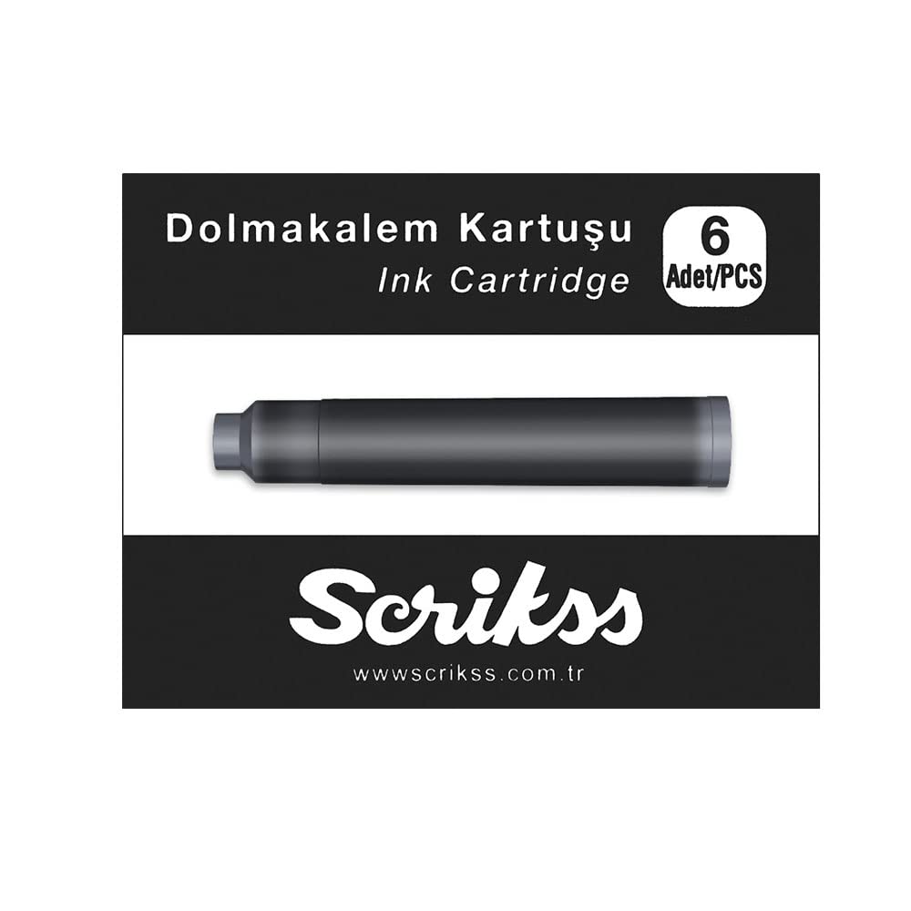 Scrikss Kartuş Dolma Kalem Kartuşu 6'lı Paket Siyah