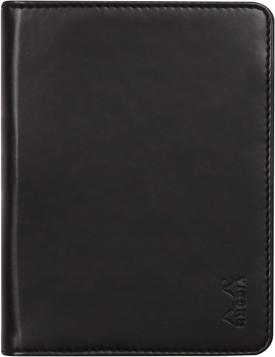 RHODIA 212001C - Rhodiarama No. 12 Black Clipboard and Document Holder Booklet - for Notepads or B7 Format Notebooks (8.5x12 cm) - Premium Italian Faux Leather - Rhodiarama Collection