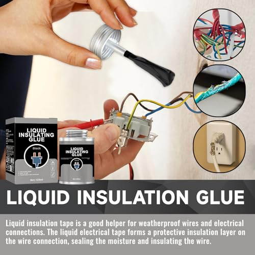 Image of Liquid Electrical Tape Waterproof Black, Liquid Tape Electrical Quick Dry Electrical Adhesive Glue Replaces Insulating Tape＆Wire Glue, Ideal for Automotive Outdoor Indoor Use, 125ml