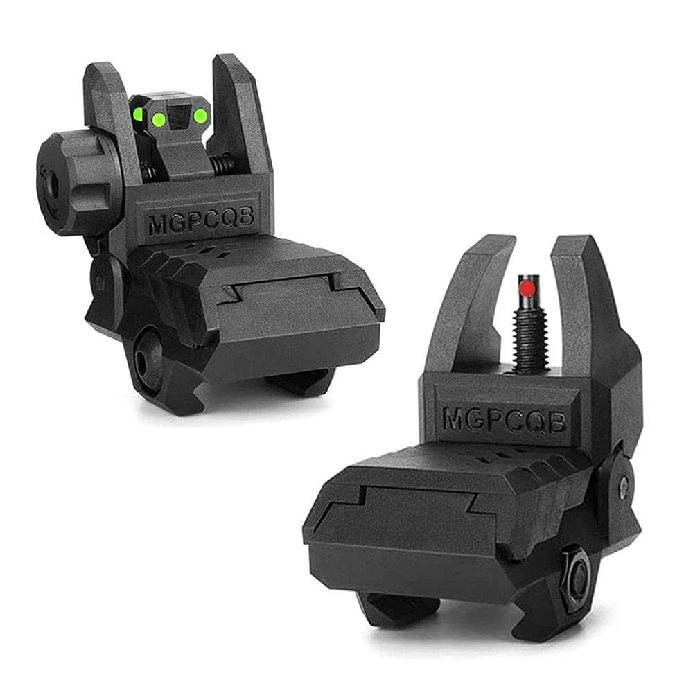 HWZ Foldable Back Up Fiber Optics Sight Flip-up Front and Rear Sights for 20mm Picatinny