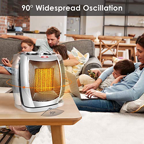 Space Heater, Portable Space Heater with Adjustable Thermostat-1500w with Overheat Protection & Tip-Over Protection Personal Mini Heater Overheat Protection and Safety Cut-Off For the Home and Office - Thumbnail 4