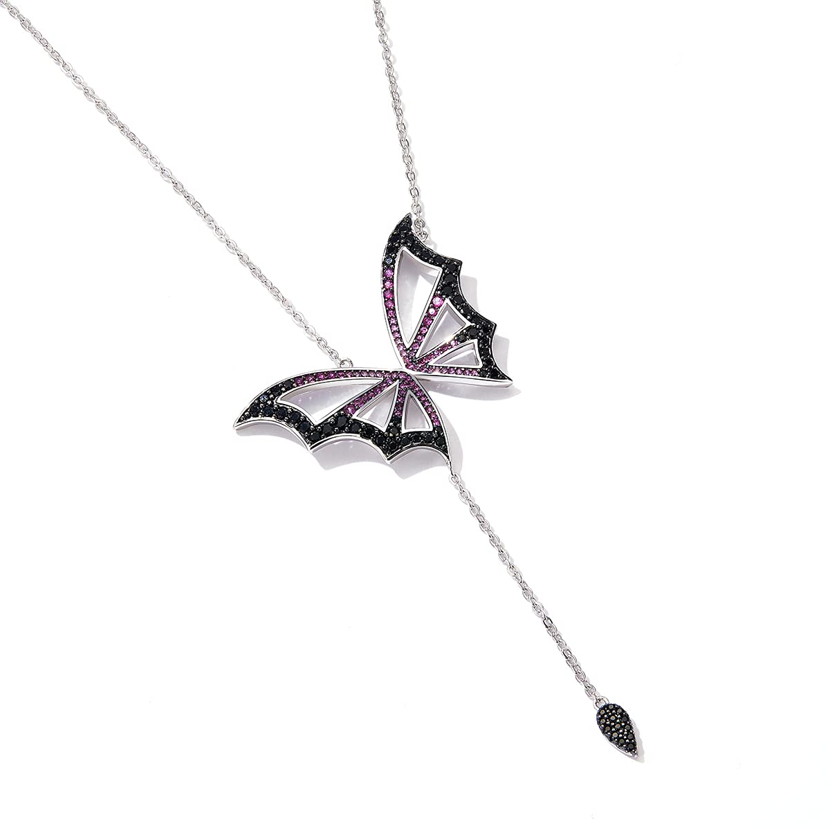 Deslumbrante Collar con Colgante de Elfo y Mariposa, Collar de Plata de Ley 925 con Forma de Animal para Mujer, joyería