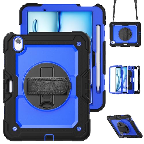 Protection iPad Air 11 M4 M3 M2 rotative antichoc avec porte-stylet et dragonne