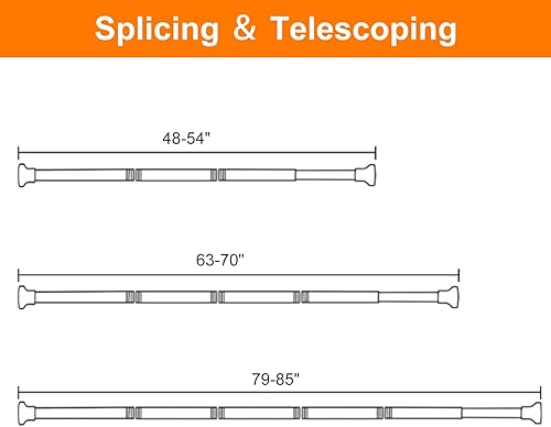 Miniatura 4 de Barra de armario ajustable de 63-70 pulgadas  Diámetro de 1.26 pulgadas  Barras de armario resistentes para colgar ropa  Postes de metal de alta