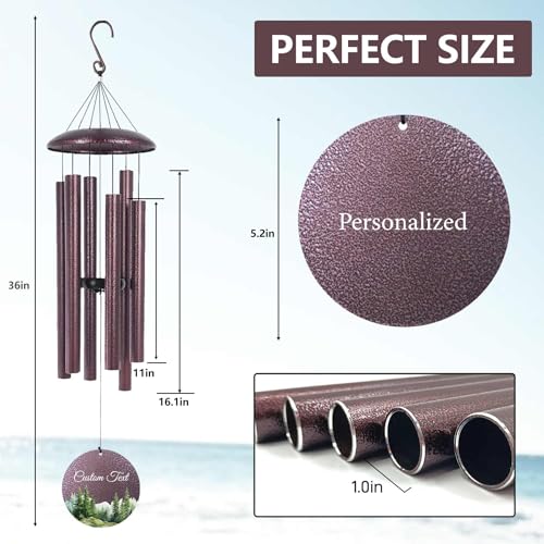 Image of Personalized Wind Chimes 30 /36 /45 inch for Memorial Retirement Birthday, Personalized Gifts for Mom Dad, Deep Tone Wind Chimes for Outside, Retire 2026 Gifts for Boss