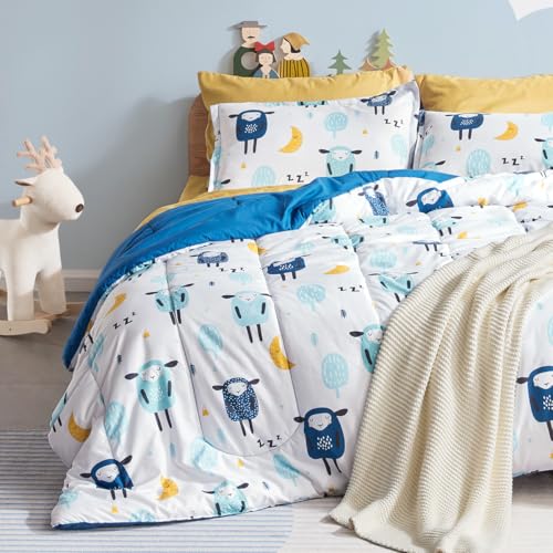 Sleep Zone Kids Bedding Set, Full/Queen, Blue Sheep