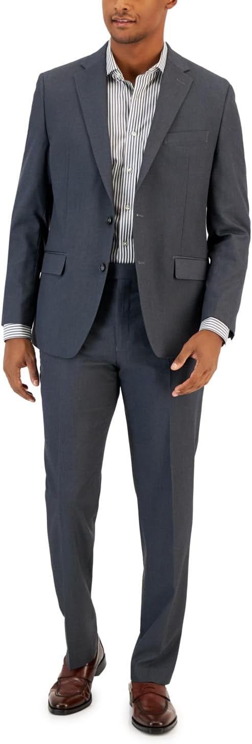 Van Heusen Mens Stretch Performance Two Button Suit - Two Piece Business Suit Jacket and Pants