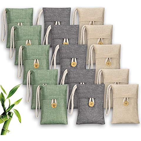 Bamboo Charcoal Air Purifying Bags (15 Pack - 15x100g), Natural Charcoal Bags Odor Absorber for Home and Car (Pet Friendly) Cover