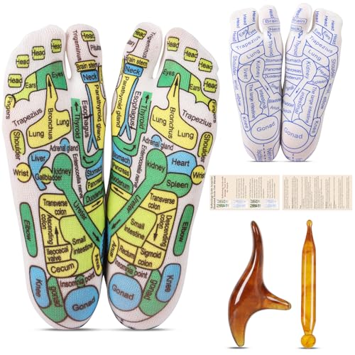 Worive Reflexology Socks with Tools 2 Pairs Foot Massage Socks Acupressure