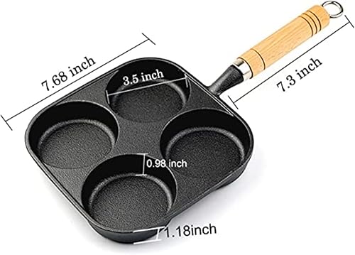 Miniatura 2 de YAOYAOLING Sartén para tortillas, sartén de huevos de 4 tazas, sartén de hierro fundido para huevos, olla de bola de masa de huevos de cuatro