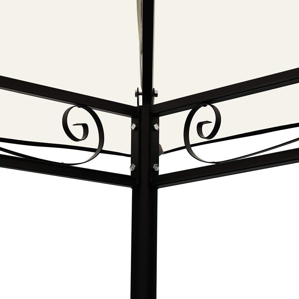 Bakaji Gazebo 3x3 mt Struttura Tubolare Acciaio Inox Antipioggia Impermeabile Antivento Beige