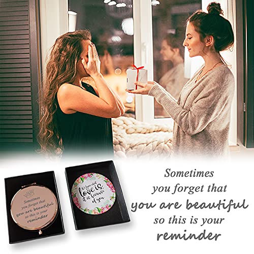 Casfine Birthday Gifts For Women Christmas| Personalized Inspirational Gifts For Women Friends | Rose Gold Engraved Compact Mirror Gift Ideas | Womens Birthday Gifts For Friend Female #TOP1