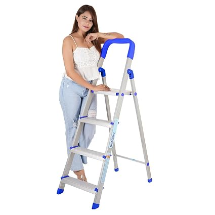 HOMACE Home Pro Strong Heavy Duty Durable and Foldable Aluminium Wide 4 Step Ladder