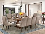 East West Furniture Lassale 11 Piece Dinette Set Includes a Rectangle Table with Butterfly Leaf and 10 Dark Khaki Linen Fabric Parson Dining Chairs, 42x92 Inch, Antique Walnut