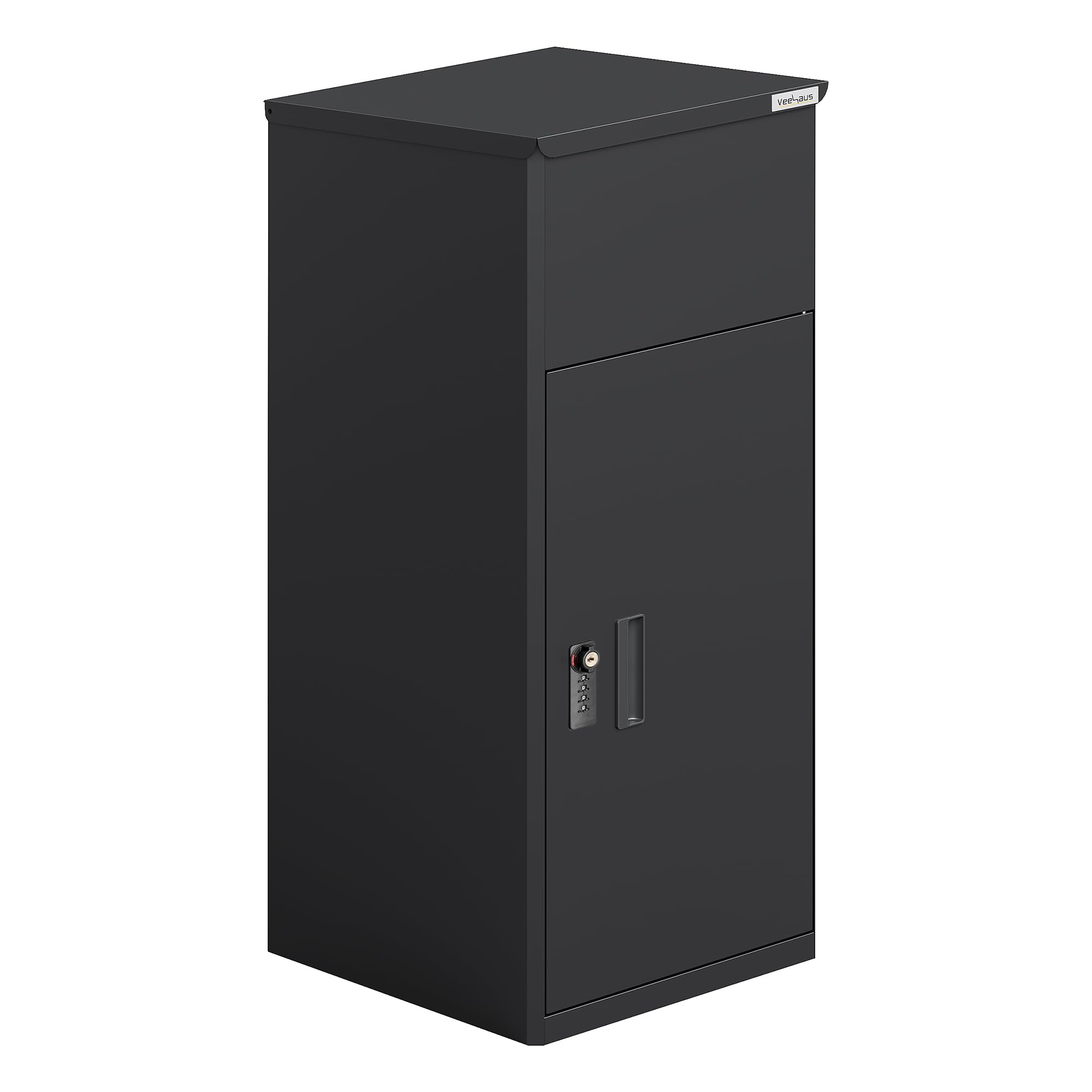 VEEHAUS Buzón para Paquetes, Color Antracita, Grande, de Acero Inoxidable, para Exteriores, Grande, XXL, para Paquetes, con Compartimento para Paquetes (escotilla, sin Soporte)