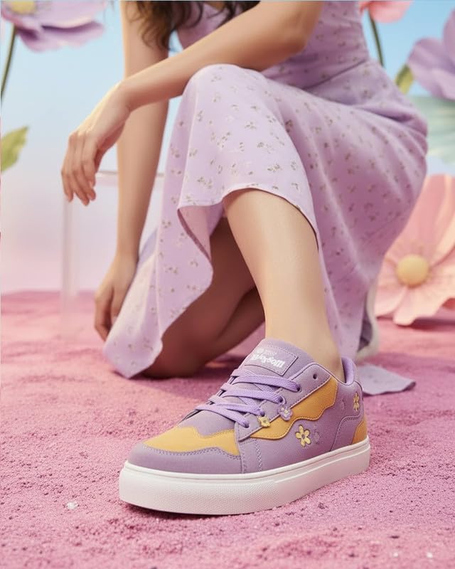 Image of Bacca Bucci Blossom Women's Sneakers - Genuine Leather Casual Shoes with Floral Accents & Metal Lace Charms | High-Energy Colorways | All-Season Comfort & Style