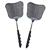 Fly Swatter, 2 Pcs Telescopic Plastic Fly Swatters, Flyswatter with Stainless Steel Handle for Indoor Outdoor Classroom Office, Black