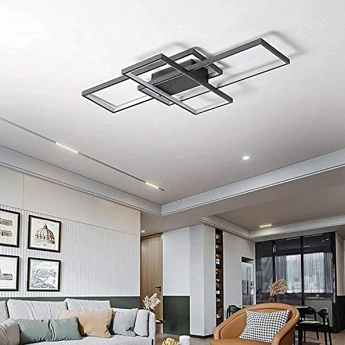 LED Ceiling Light, 45W Modern Dimmable Ceiling Lighting, Square Ceiling Lamp with Remote Control for Living Room Dining Room Bedroom, 2700-6500K Close to Ceiling Light Fixture (Black, 80CM) - Image 4