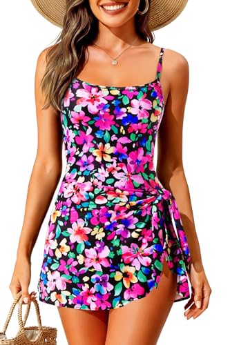 Image of Tempt Me One Piece Swimdress for Women 2026 - Tummy Control Modest Bathing Suit with Skirt Slimming Swimsuit
