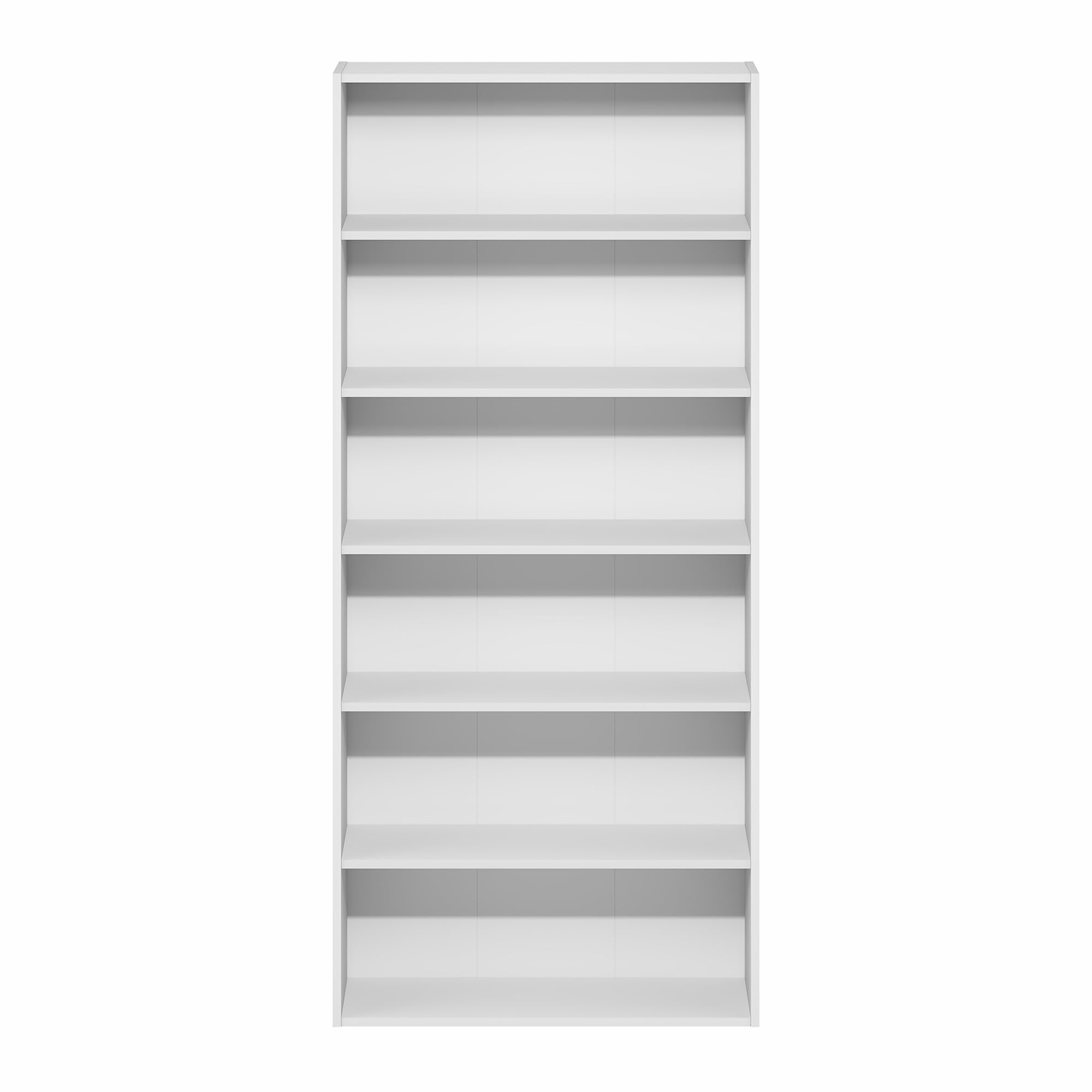 Furinno Basic 6-stöckiges offenes Regal, Bücherregal, Aufbewahrungsorganizer, 16.8 x 60 x 134 cm, Weiß
