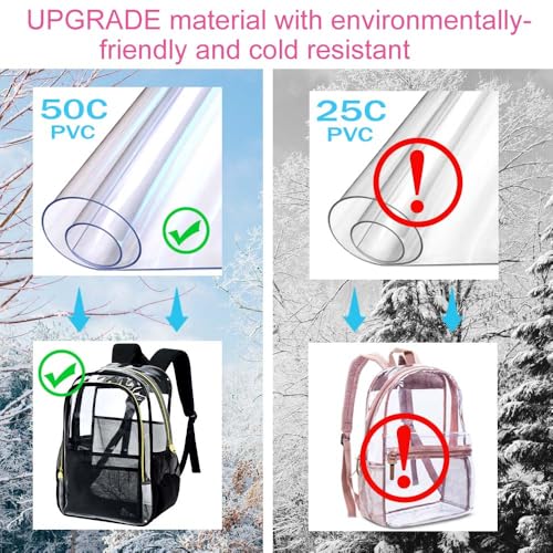Image of AGSDON Clear Backpack, Heavy Duty Transparent Bookbag, See Through PVC Backpacks for Women Men
