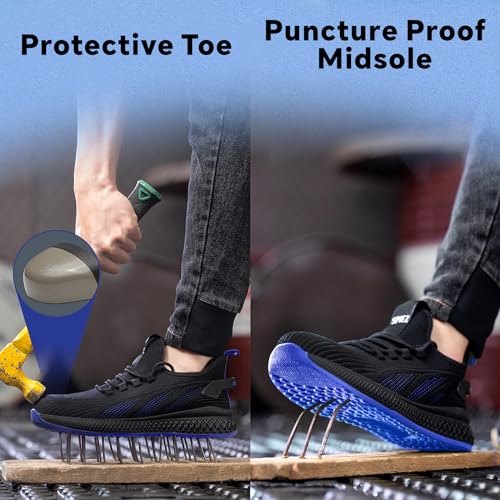 SPIEZ Unisex Safety Shoes with Composite Toe Cap, Puncture Proof Breathable Work Shoes for Men and Women, Slip on Fashion Sneakers for Work and Daily Wear2