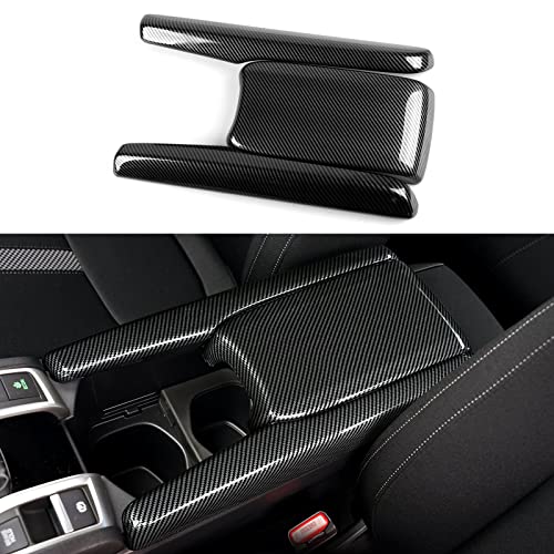 Image of Armrest Storage Box Cover Decals for Honda Civic 2016 2017 2018 2019 2020 2021 10th Gen Accessories ABS Carbon Fiber Stickers