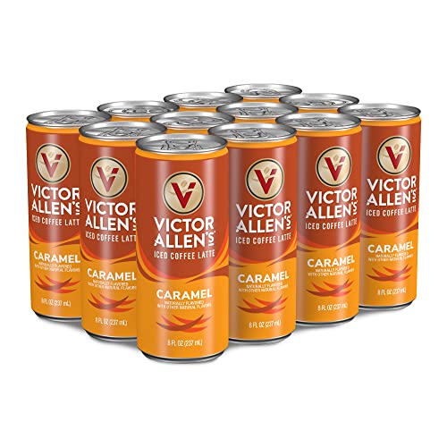 Victor Allen's Coffee Caramel Iced Coffee Canned Latte, 8oz Cans (12 Pack)